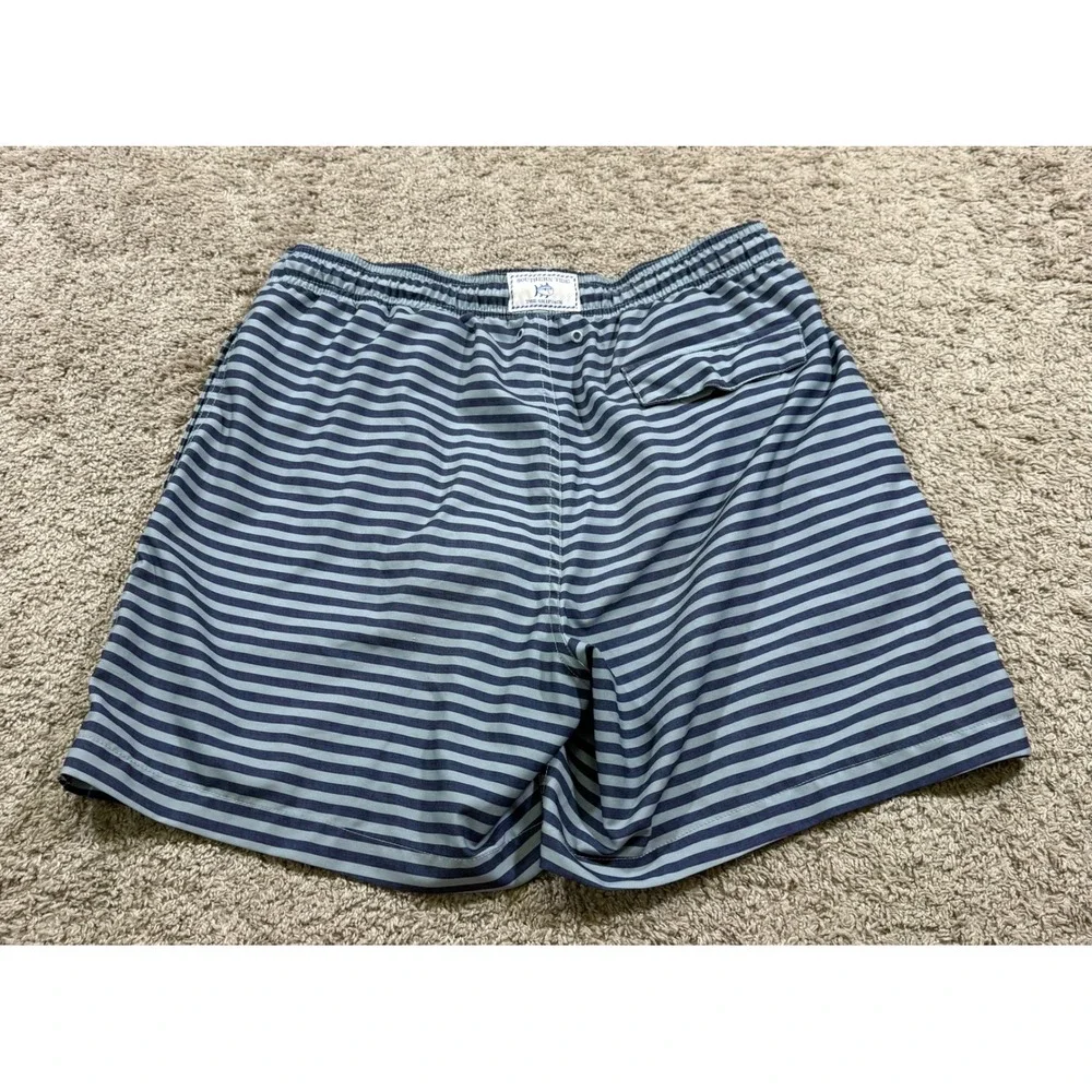 Southern Tide Mens Blue Striped Mesh Swim‎ Trunks Board Beach Fish Shorts Surf L